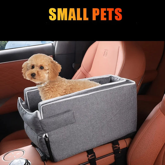 Car Center Console Pet Bed Mat, Small Dog & Cat Booster Safety Seat
