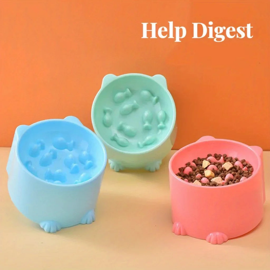 Elevated Slow Feeder Cat Bowl – Anti-Choking Raised Food Bowl for Cats & Small Pets
