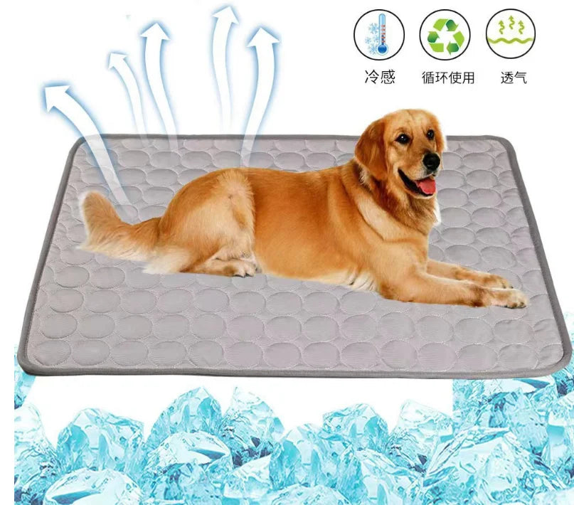 Ice Silk Dog Cooling Mat, Washable & Portable Summer Pet Sleeping Pad
