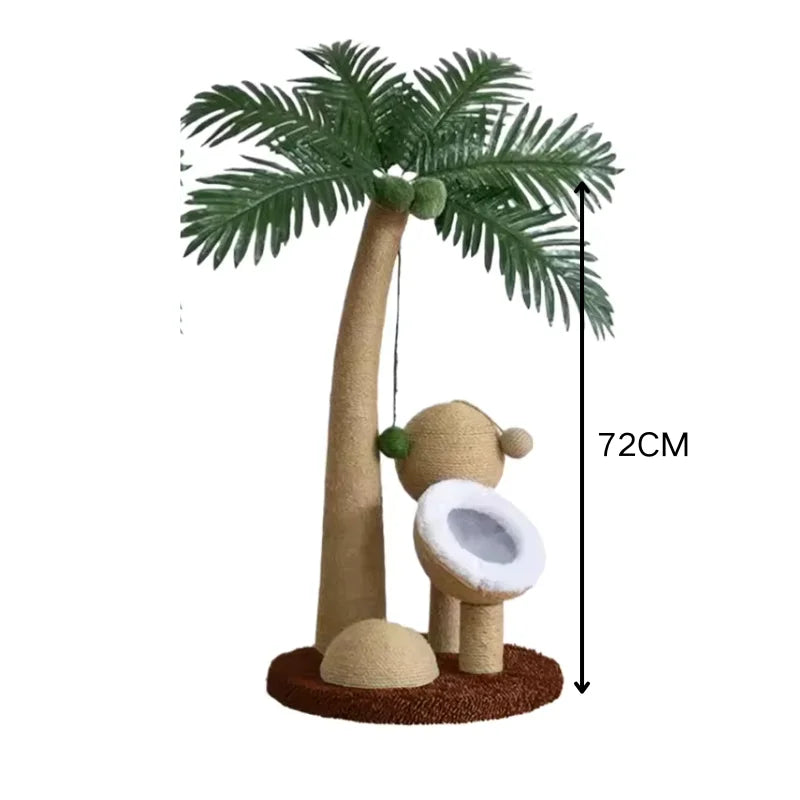 Coconut Tree Cat Scratching Post - Interactive Natural Sisal Rope Pole