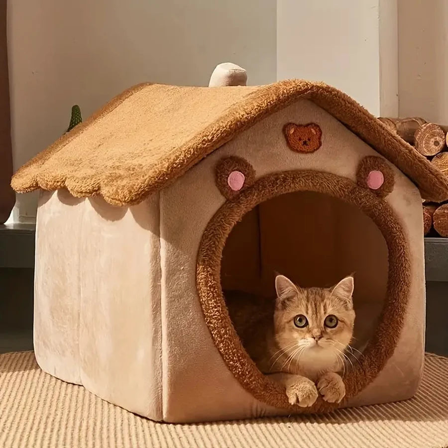 Foldable Pet House – Removable Washable Cat House & Cozy Bed for Cats & Small Dogs