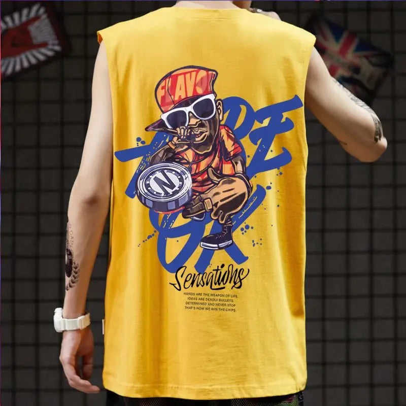 2022 Men’s Summer Hip Hop Tank Top – Casual Sleeveless Streetwear Vest, Loose Fit