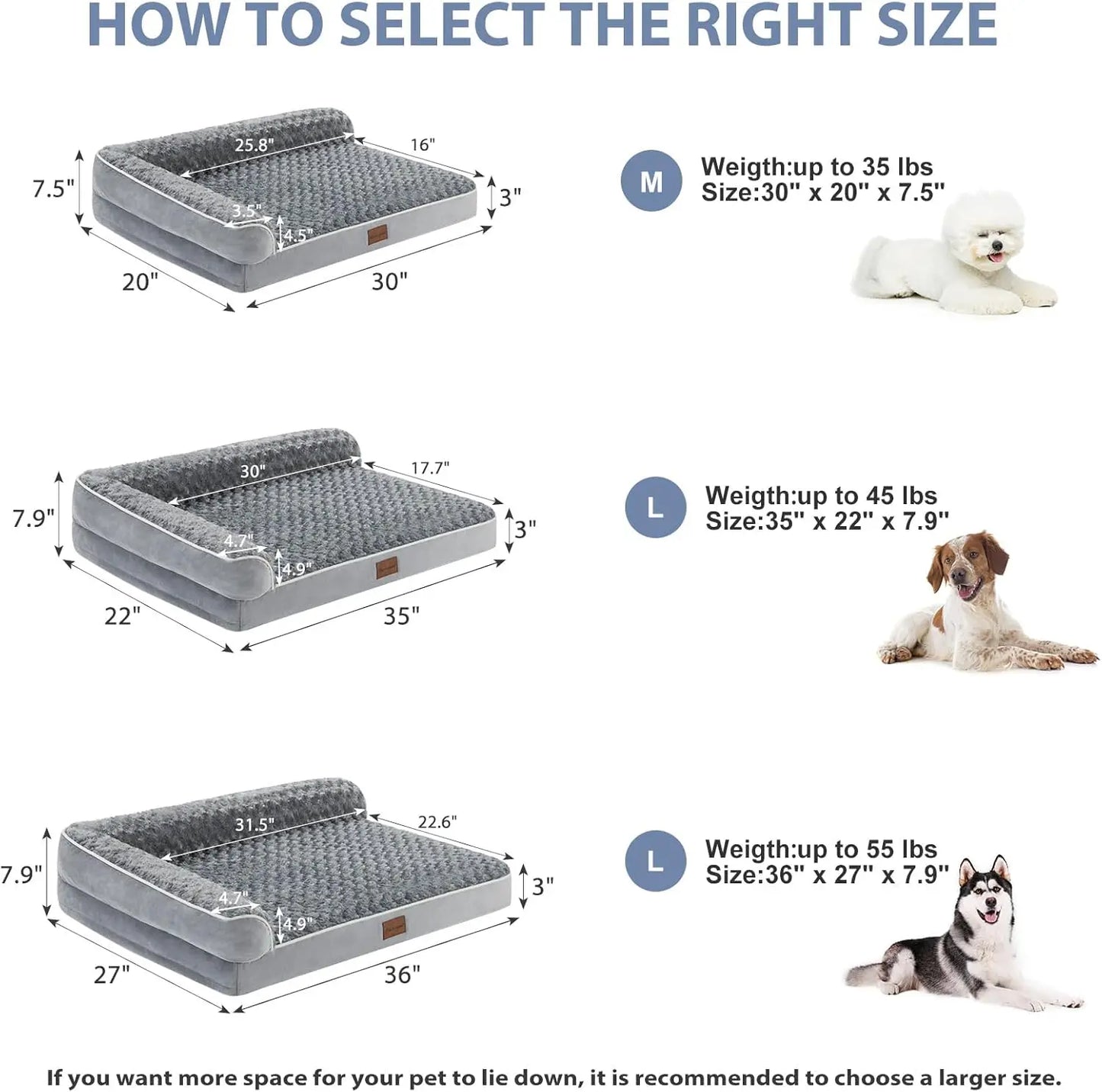 Orthopedic Dog Bed for Large Dogs, Waterproof Washable Sofa Bed