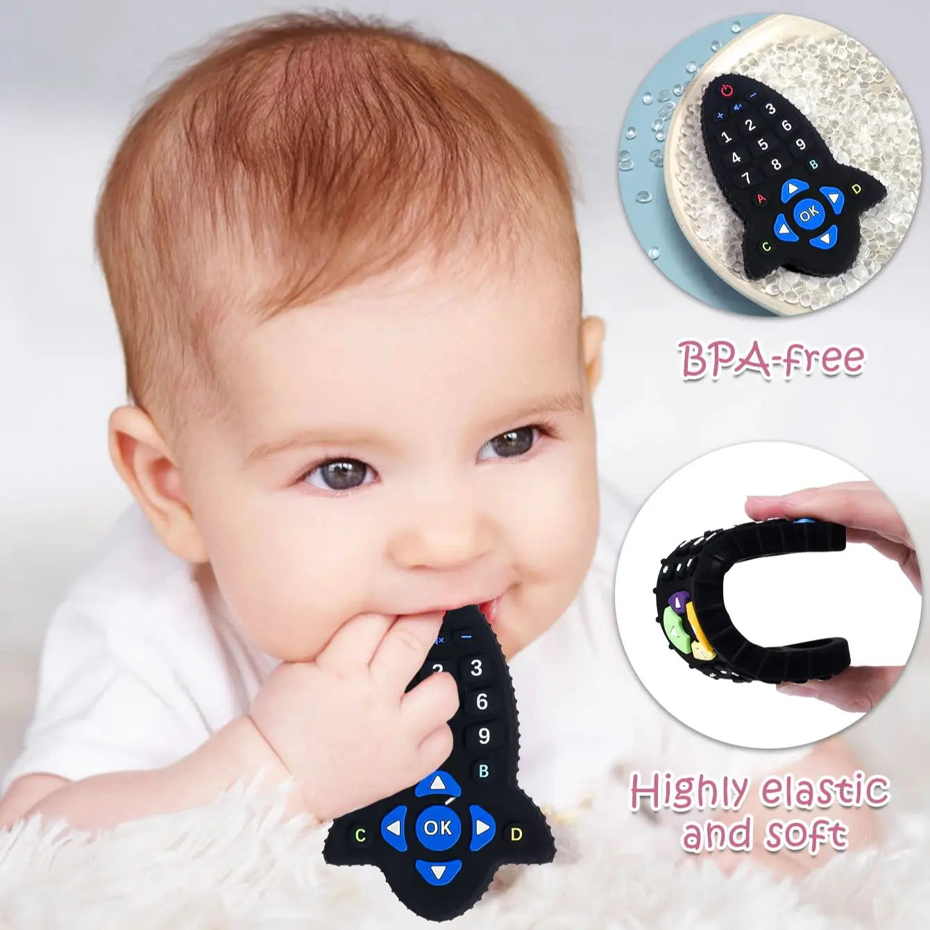 Baby Silicone Teether Toys BPA Free Remote Control Shape Teether Rodent Gum Pain Relief Teething Toy Kids Sensory Educational - PULSE MART