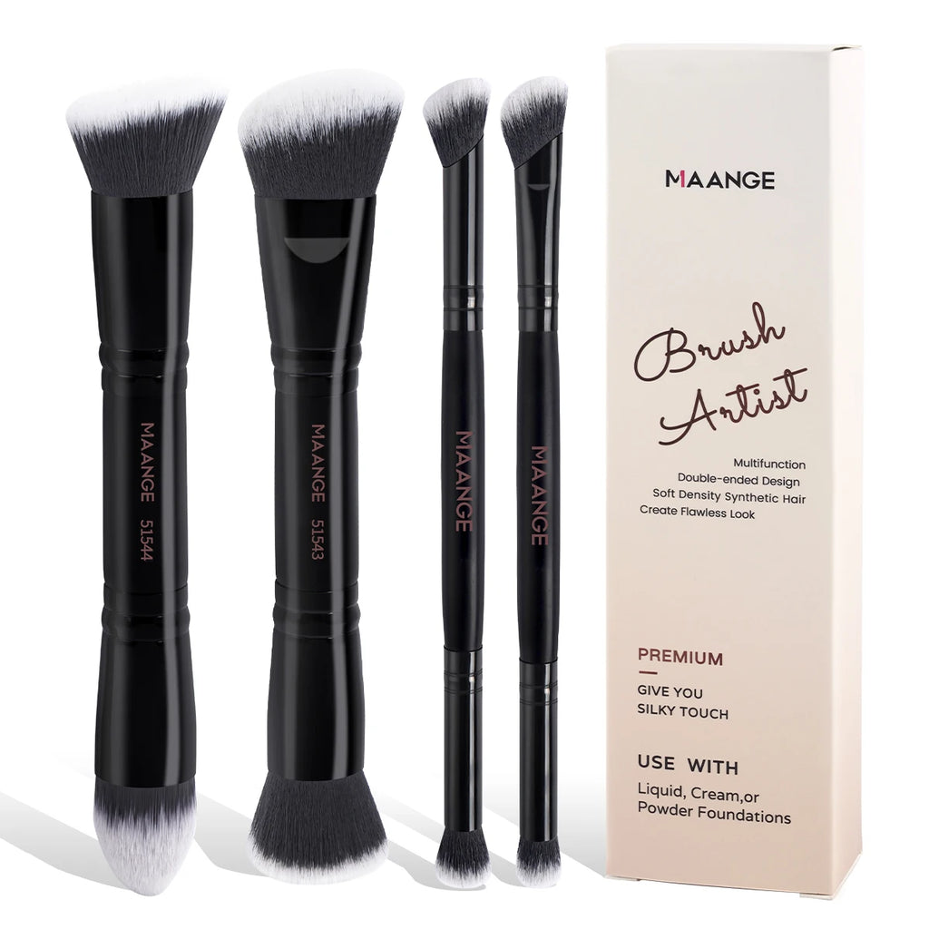 MAANGE 4-Piece Dual-Ended Makeup Brush Set - Perfect for Beginners - PULSE MART