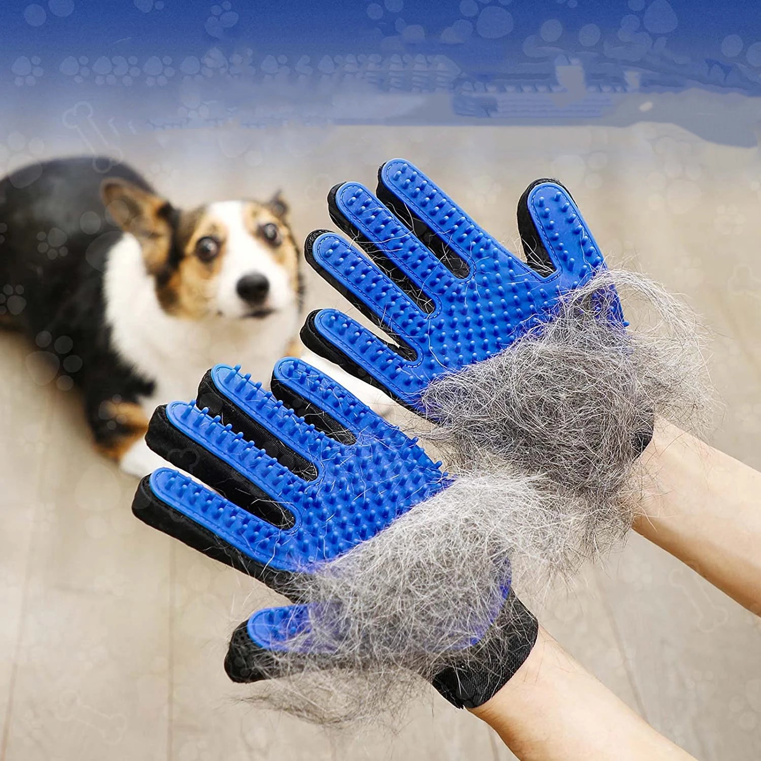 Pet Grooming Glove – Hair Remover & Massage Brush for Dogs and Cats (1 Pair)