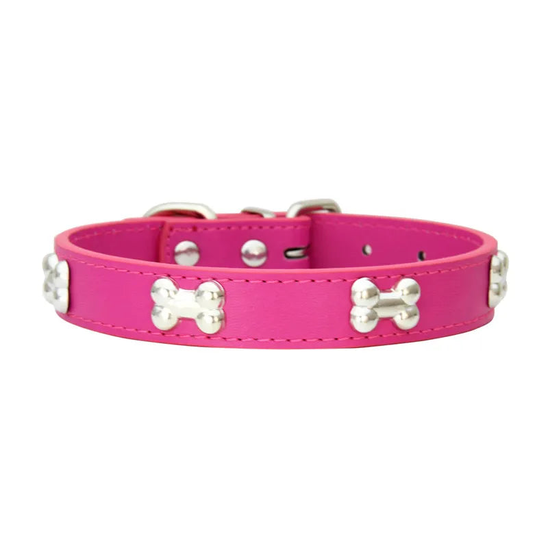 Genuine Bone Leather Dog Collar - Durable Neckband for Small & Large Pets