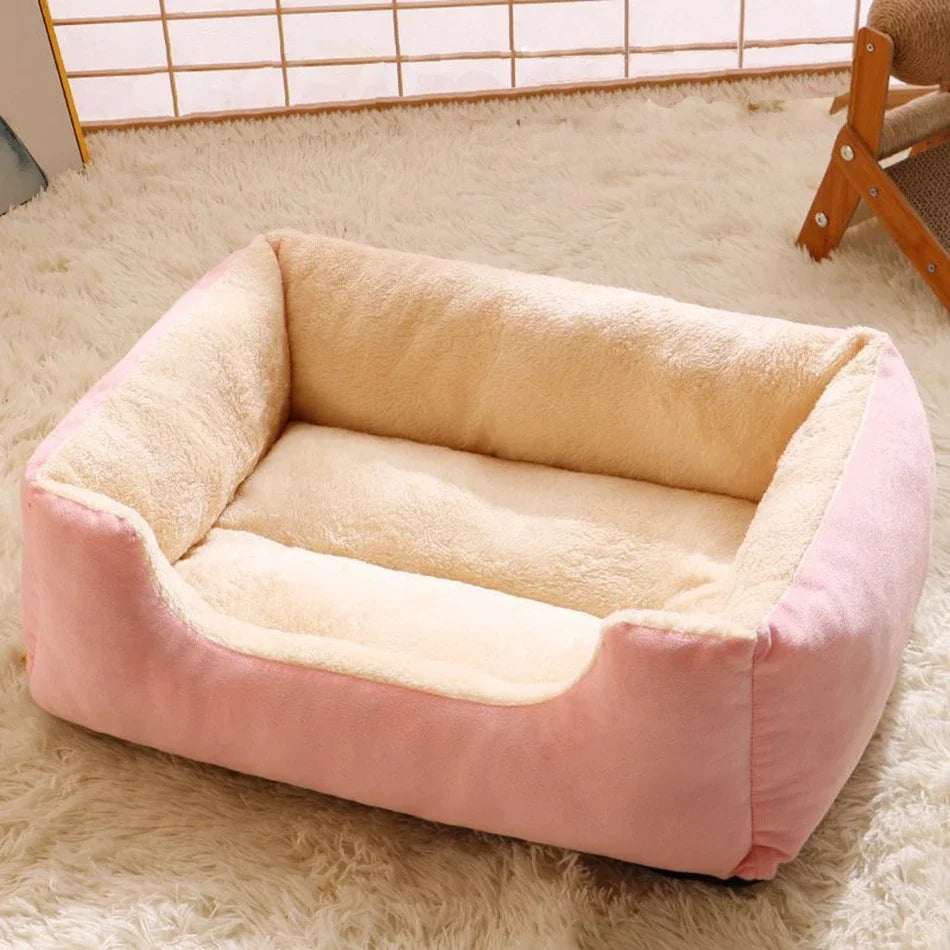 Plush Cat Bed Cushion Basket, Cozy Kitten House & Habitat