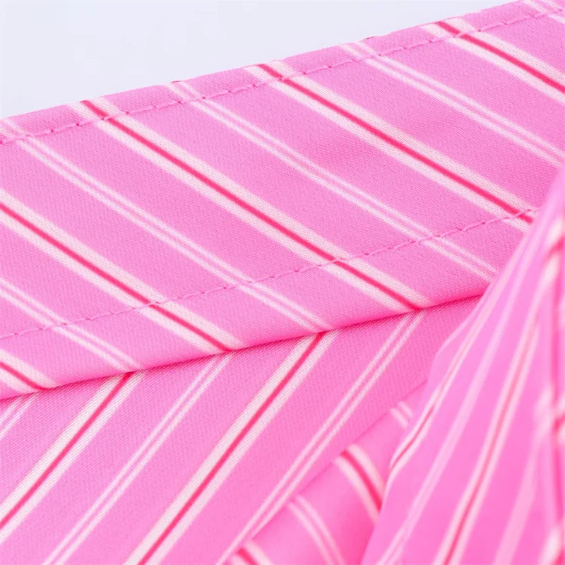Women's Skirt New Summer 2025 Pink Striped Silk Satin Midi Skirt Fashionable and versatile