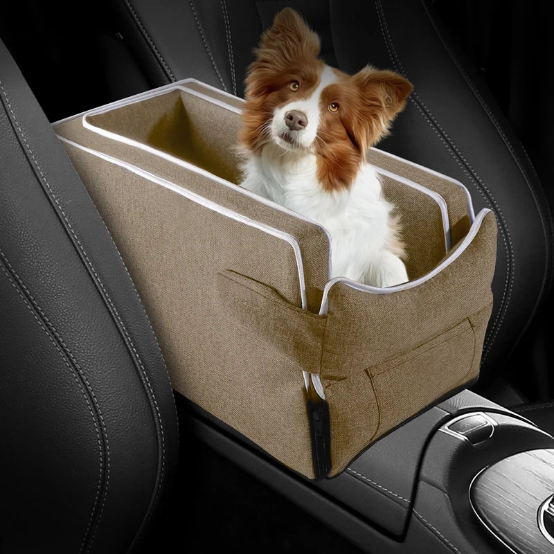 Car Center Console Pet Bed Mat, Small Dog & Cat Booster Safety Seat