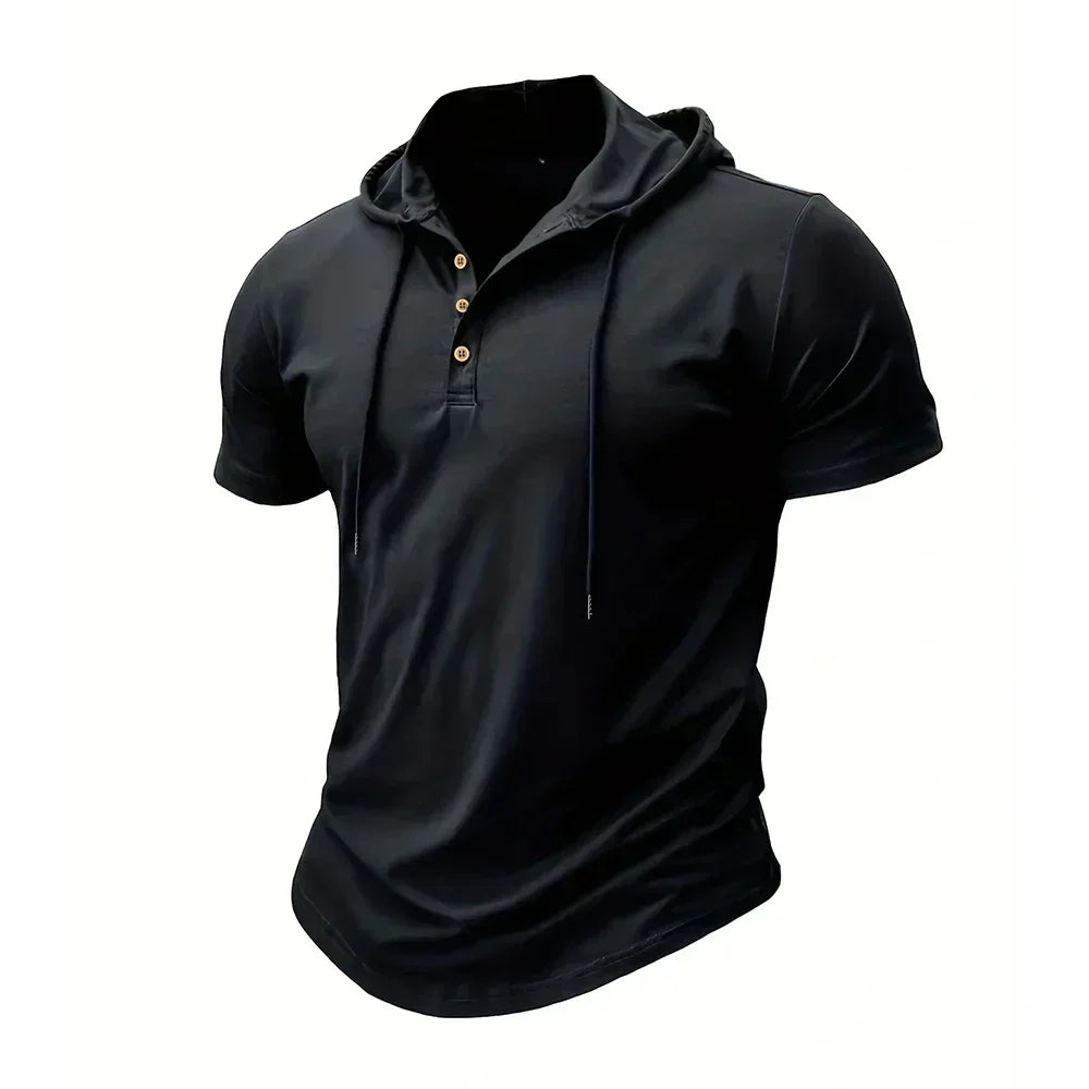 Men’s Summer Hooded Fitness T-Shirt – Slim Fit, Quick Dry, Breathable Gym Top