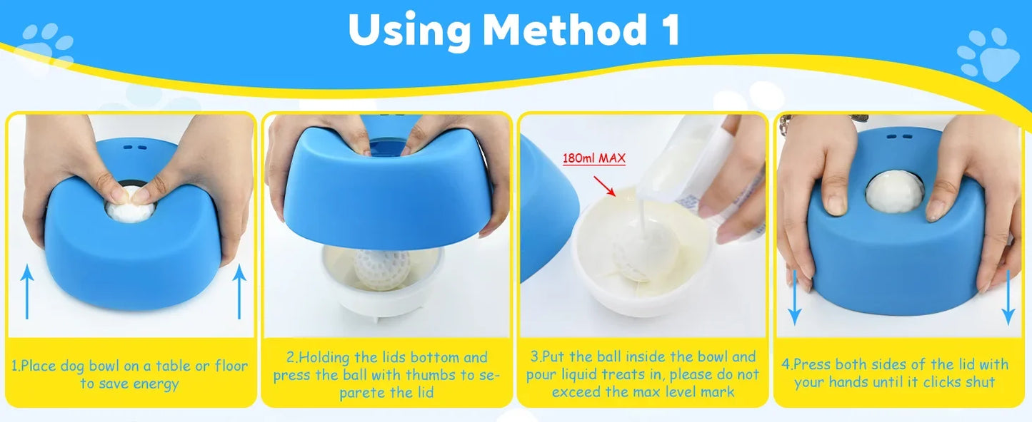Liquid Slow Feeder Dog Bowl - Ball-Shaped Bone Soup Licking Dish