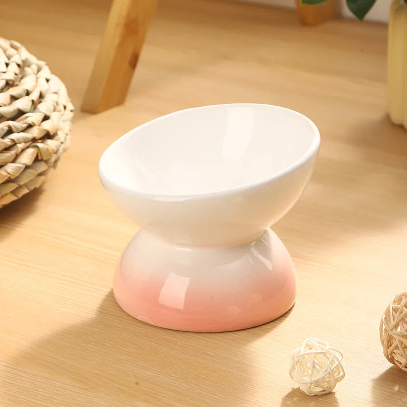 Ceramic Elevated Cat Bowl – Tilted Food & Water Bowl, Dishwasher & Microwave Safe