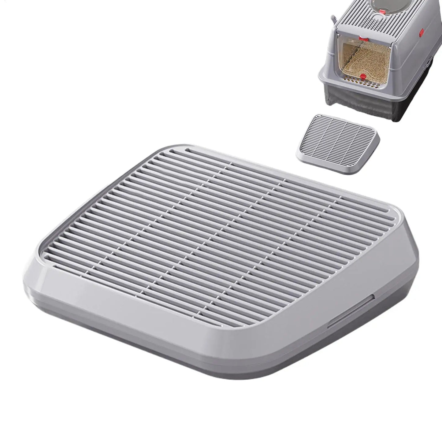 Cat Litter Tray with Double-Layer Filtration Ramp – Anti-Tracking Non-Slip Sand Control Tray