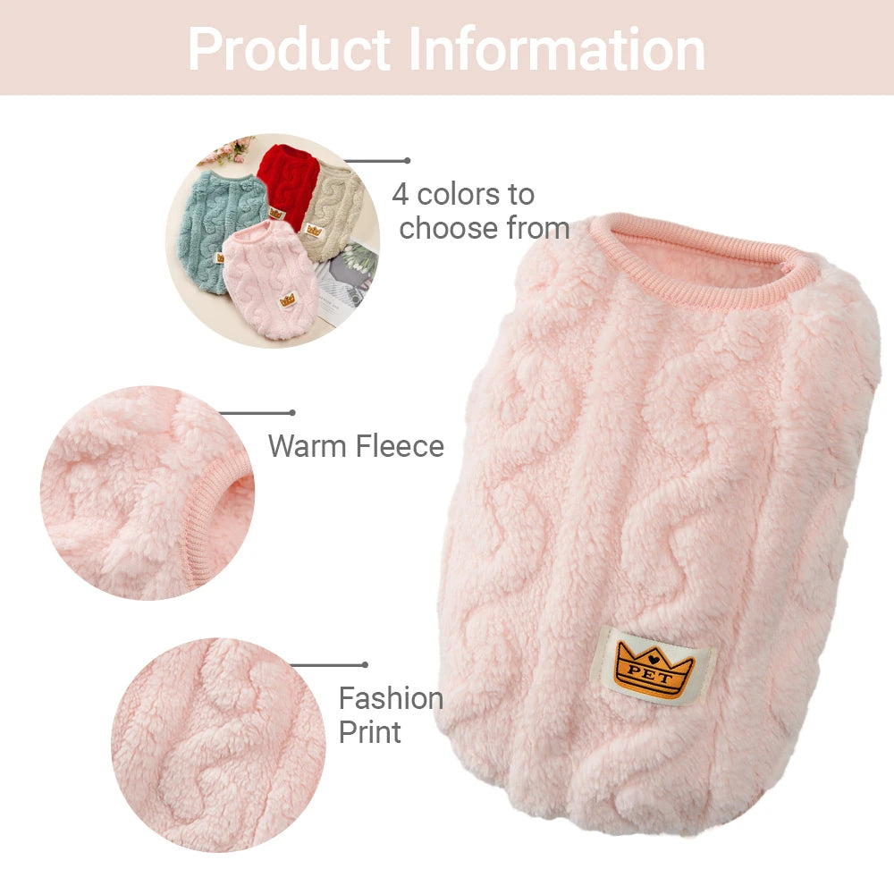Cute Fleece Cat Sweater – Warm Autumn & Winter Pullover for Cats, Kittens & Small Dogs