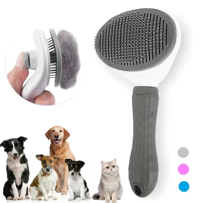 Self-Cleaning Pet Grooming Brush – Cat & Dog Deshedding Hair Remover Brush