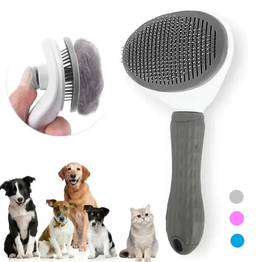 Self-Cleaning Pet Grooming Brush – Cat & Dog Deshedding Hair Remover Brush
