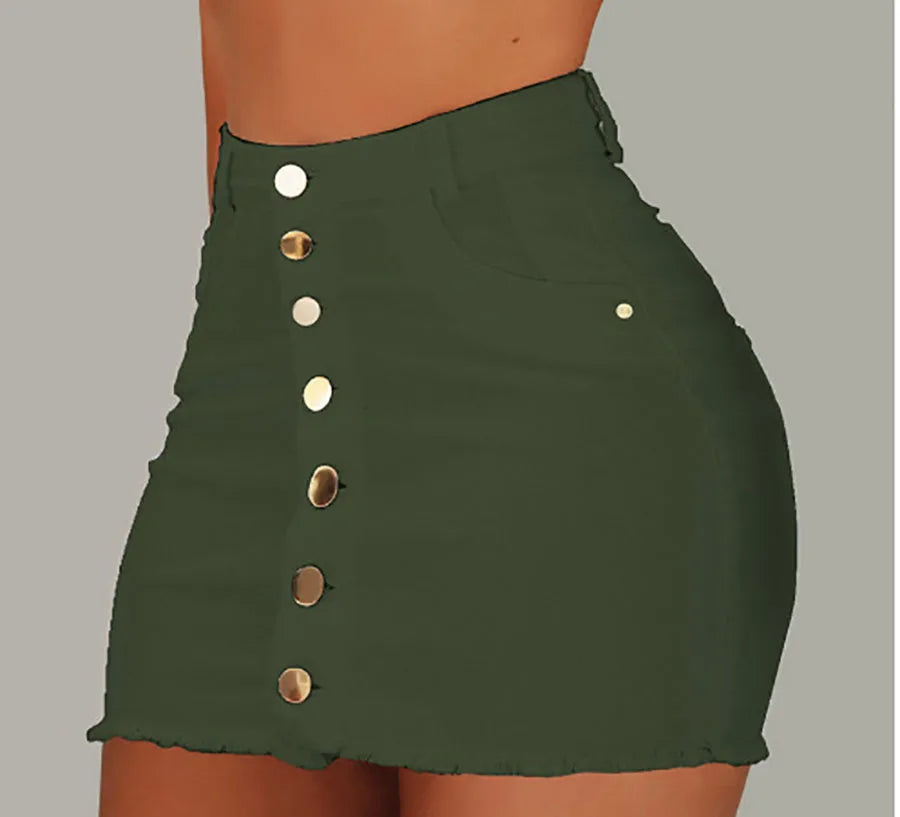 Women's Clothing Skirts 2025 new casual fashion high waist solid color hip hugging short skirt