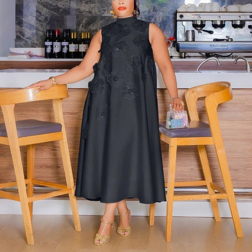 Women’s Elegant Birthday Party Dress 2025 – Sleeveless O-Neck