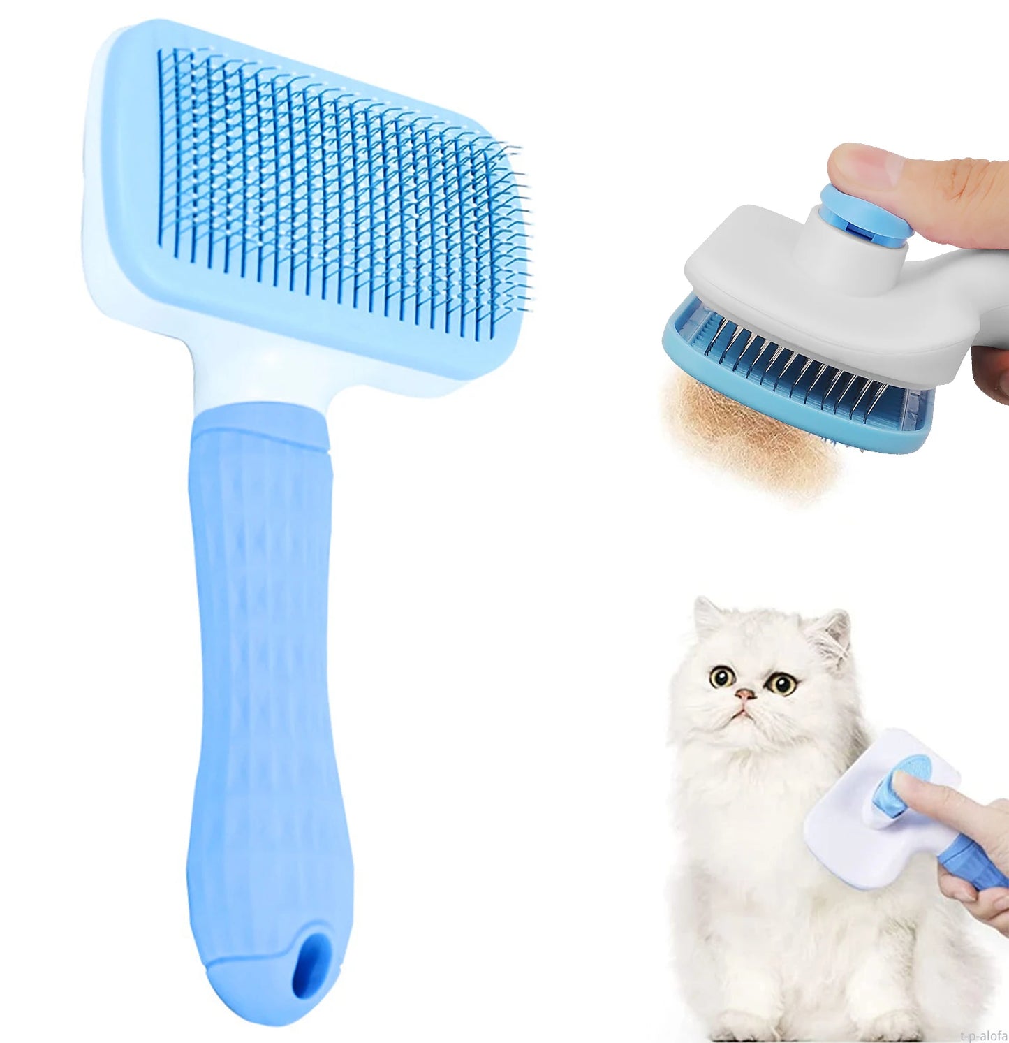 Anti-Matting Long Hair Pet Brush - Self-Cleaning Undercoat Comb