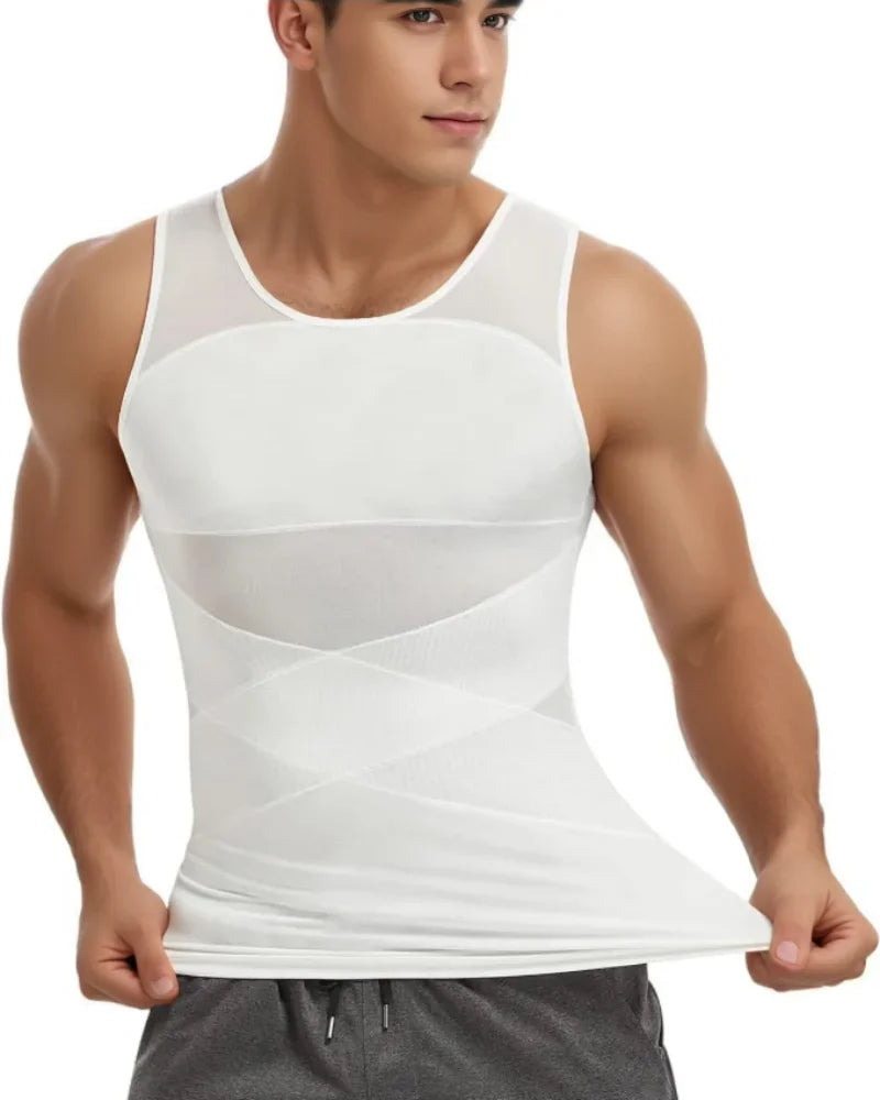 Men’s Compression Shirt – Slimming Shapewear Vest for Chest &amp; Abdomen Control
