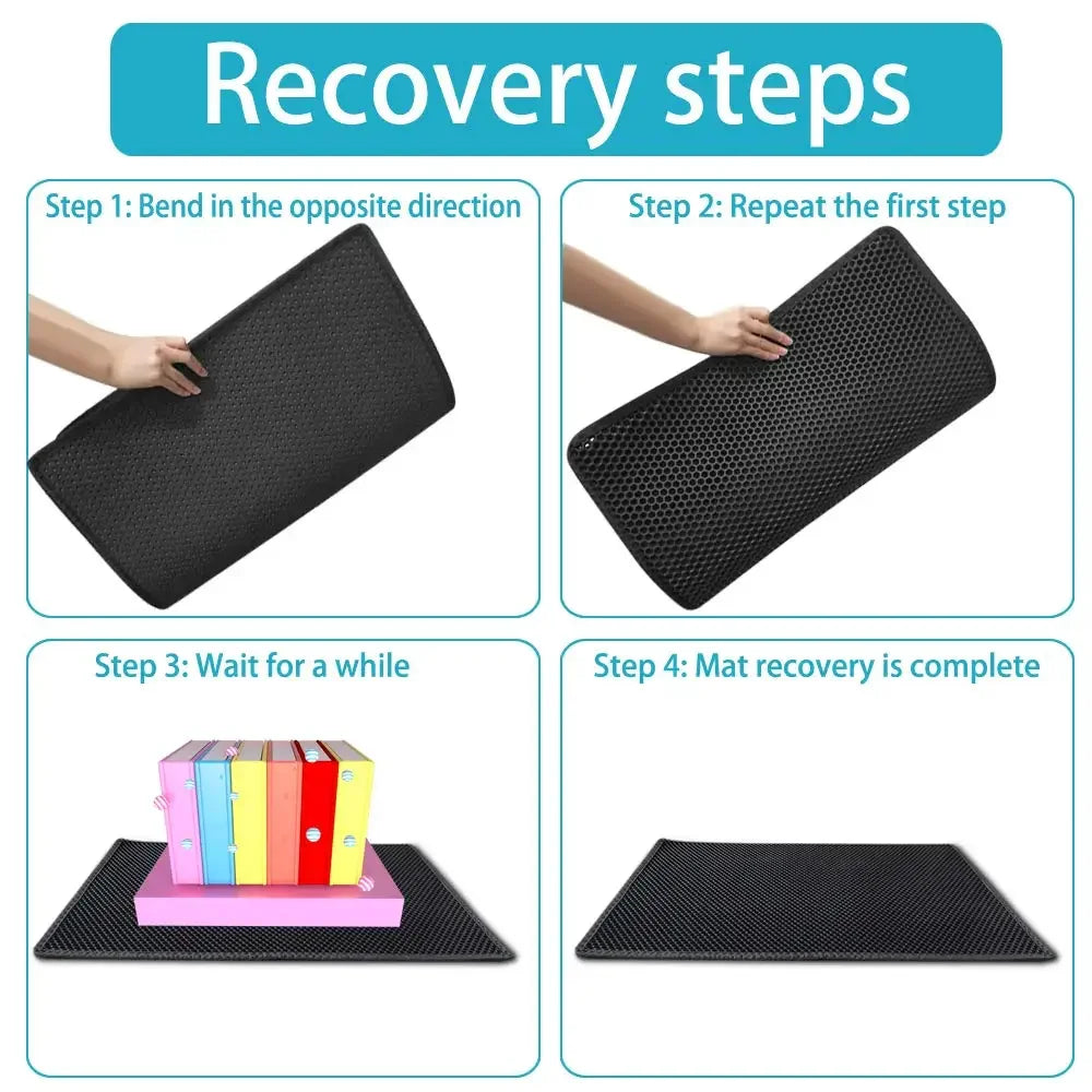 Double-Layer Waterproof Cat Litter Mat – Non-Slip Washable Trapping Pad