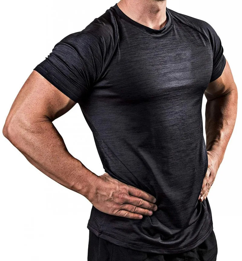 Men’s Muscle Fit T-Shirt – Quick Dry Short Sleeve Gym &amp; Fitness Top