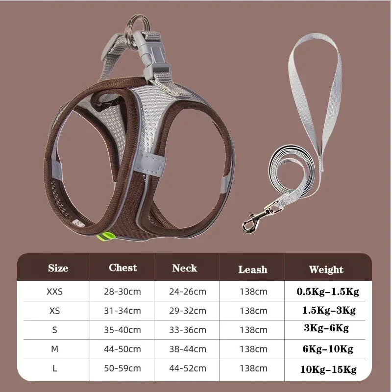 Dog Harness and Leash Set: Adjustable No-Choke Vest for Small Dogs & Cats