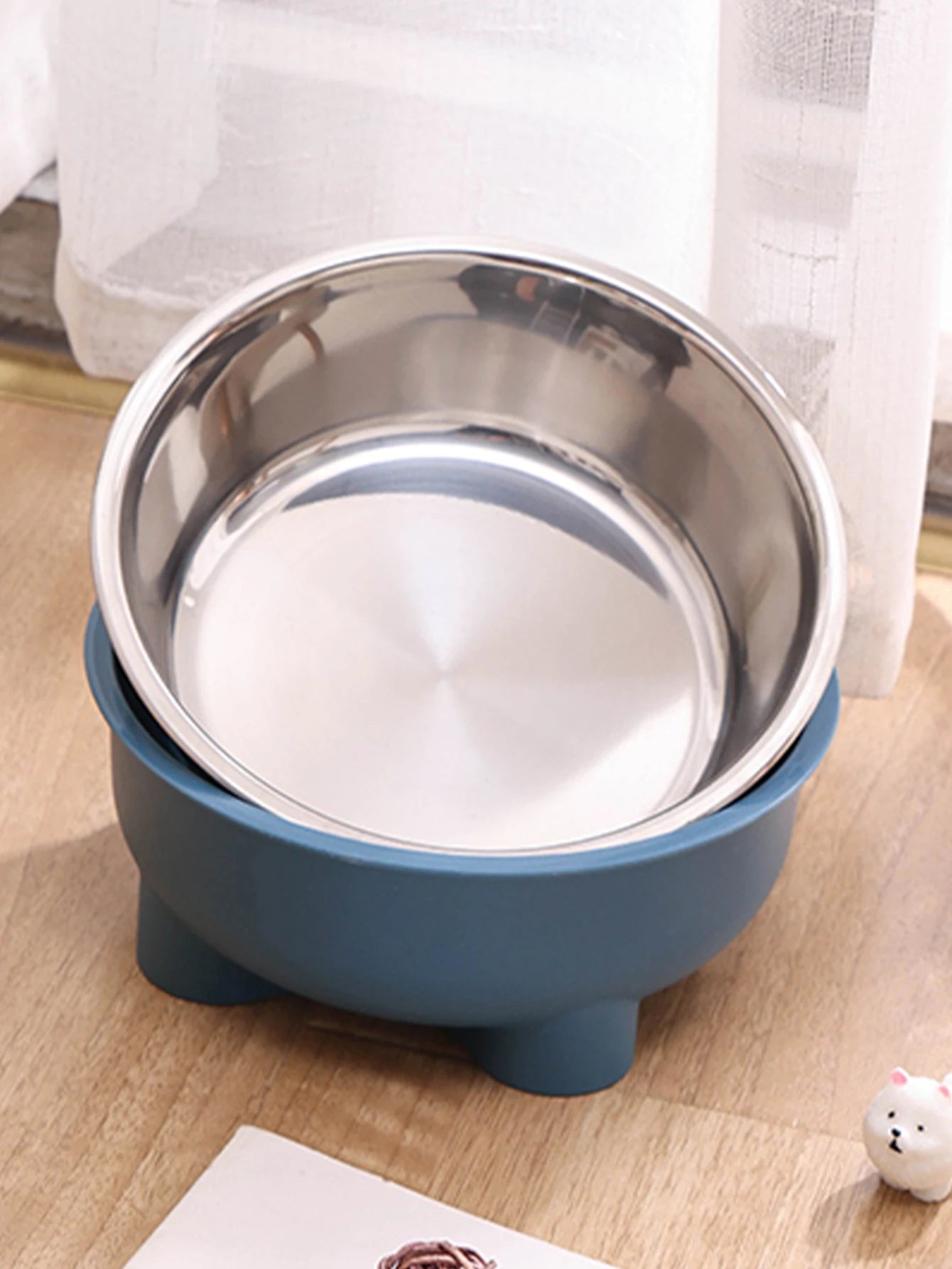 1PC Four-Legged Solid Color Stainless Steel Pet Dog Bowl And Cat Bowl For Indoor And Outdoor Use