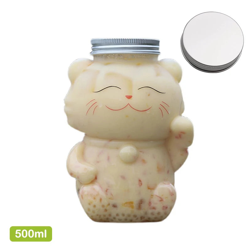 Disposable Drink Bottles Juice Storage Bottles Beverage Milk Tea Bottles Cute Bear Juice Drink Milk Tea Sealed Bottle - PULSE MART