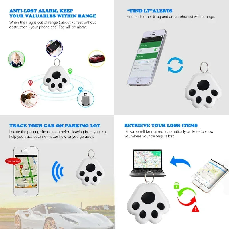 Dog Paw Mini GPS Tracker – Smart Anti-Lost Pet Locator for Dogs & Cats