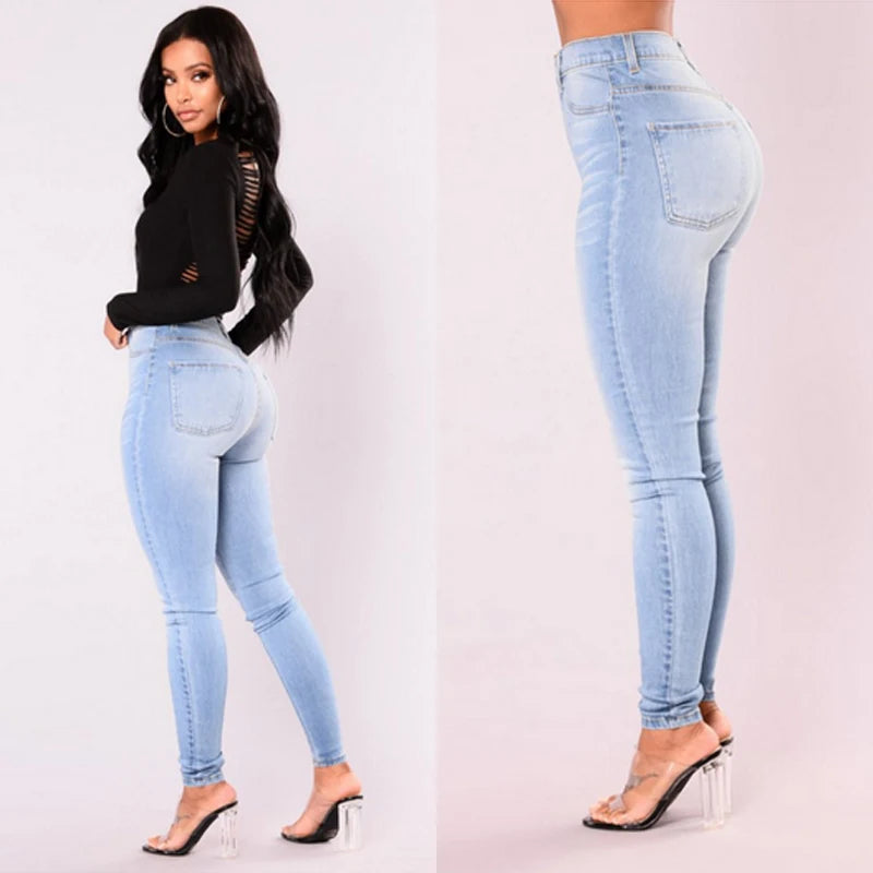 Women’s High Waist Skinny Jeans – Stretch Denim Push Up Pants