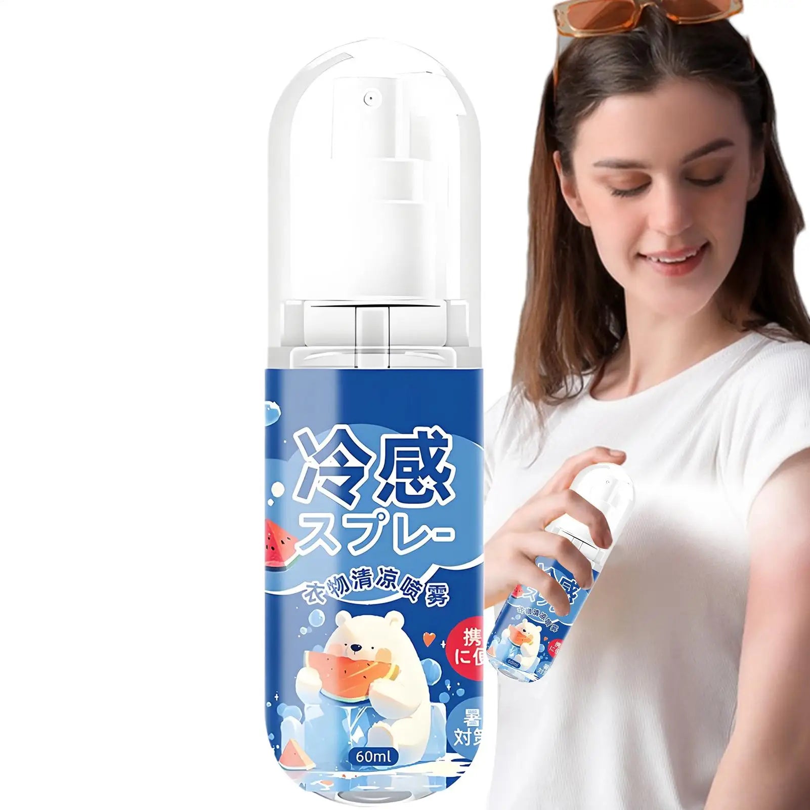 60ml Cooling Spray Refreshing Cool Body Mist Hot Weather Heat Relief Mist Outdoor