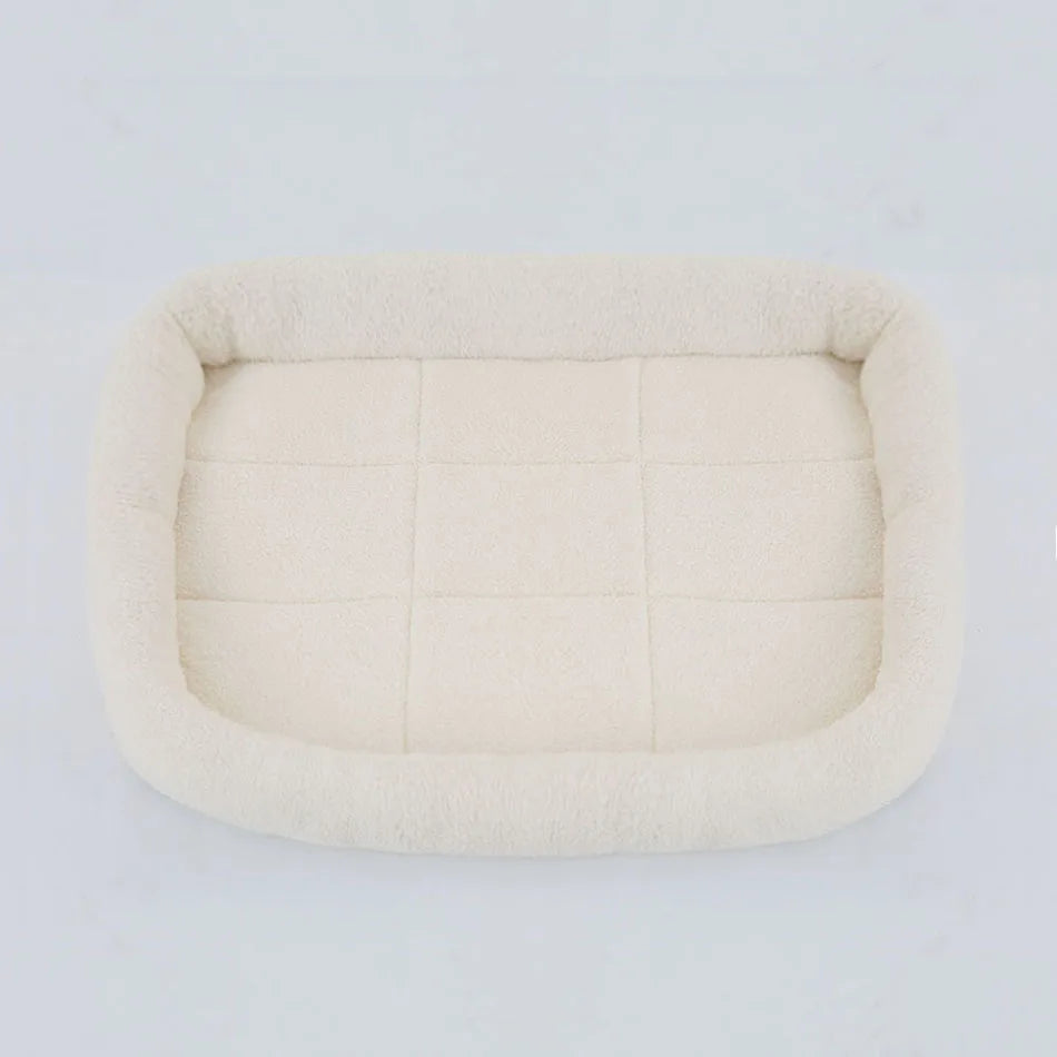 Soft Plush Pet Bed – Square Kennel Cushion for Cats & Dogs
