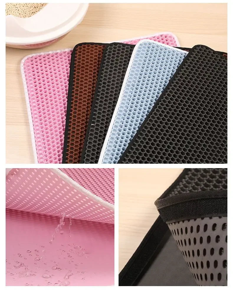 Double-Layer Waterproof Cat Litter Mat – Non-Slip Washable Trapping Pad