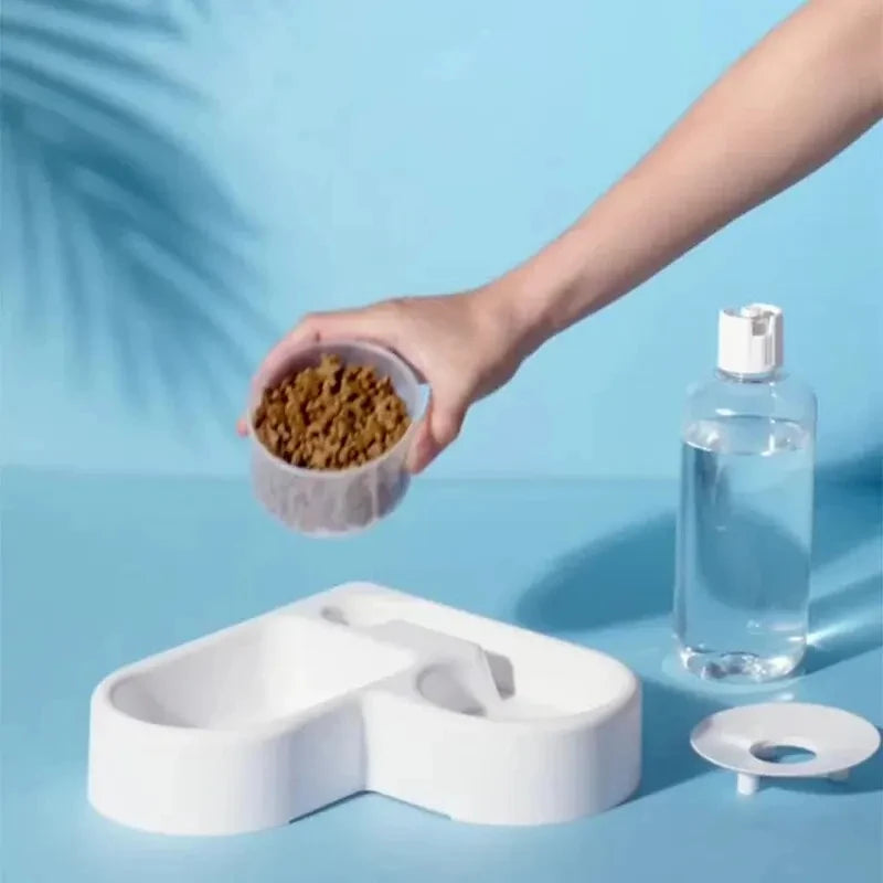 Automatic Waterer & Double Pet Bowl - Multi-Functional Feeding Station