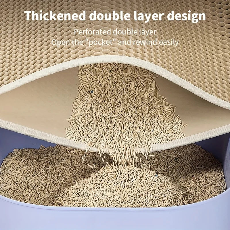 Large Honeycomb Double-Layer Cat Litter Mat – Waterproof Easy-Clean Litter Catcher