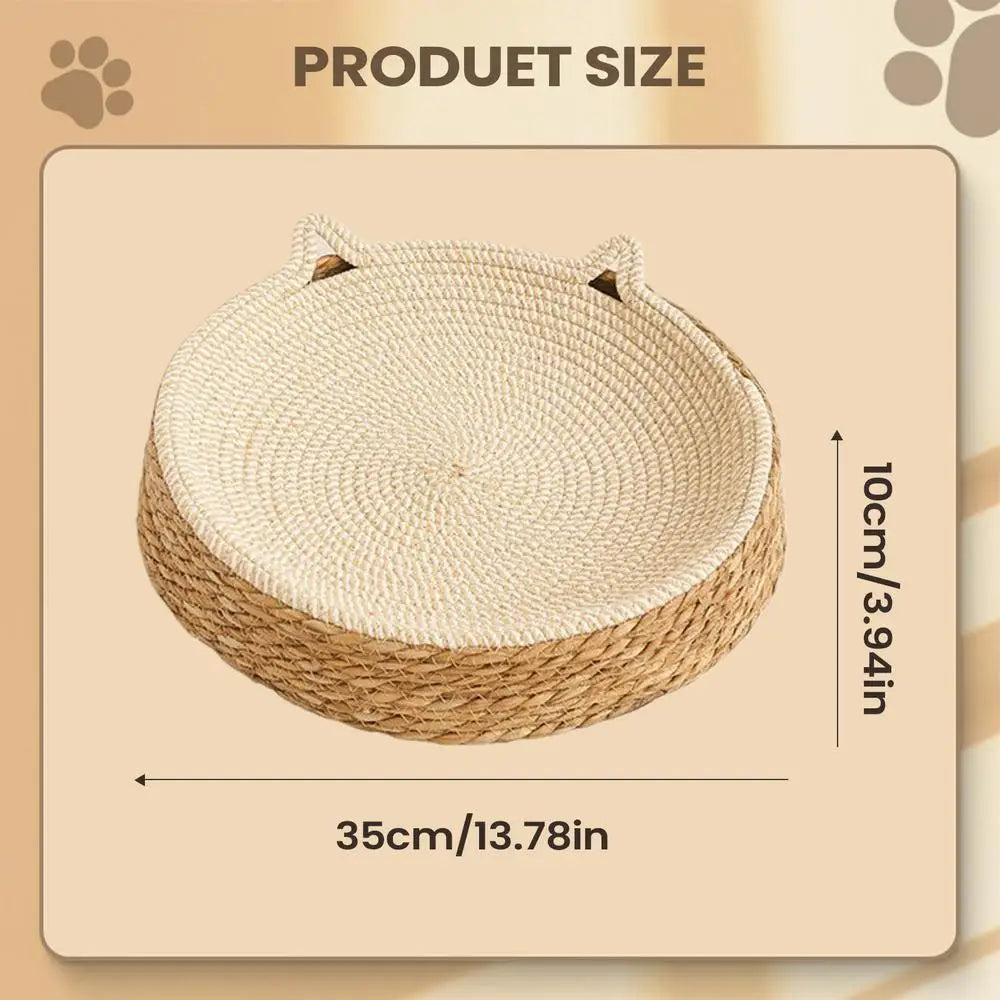 Natural Rattan Woven Cat Bed Sofa – Wear-Resistant Scratch Board Lounge