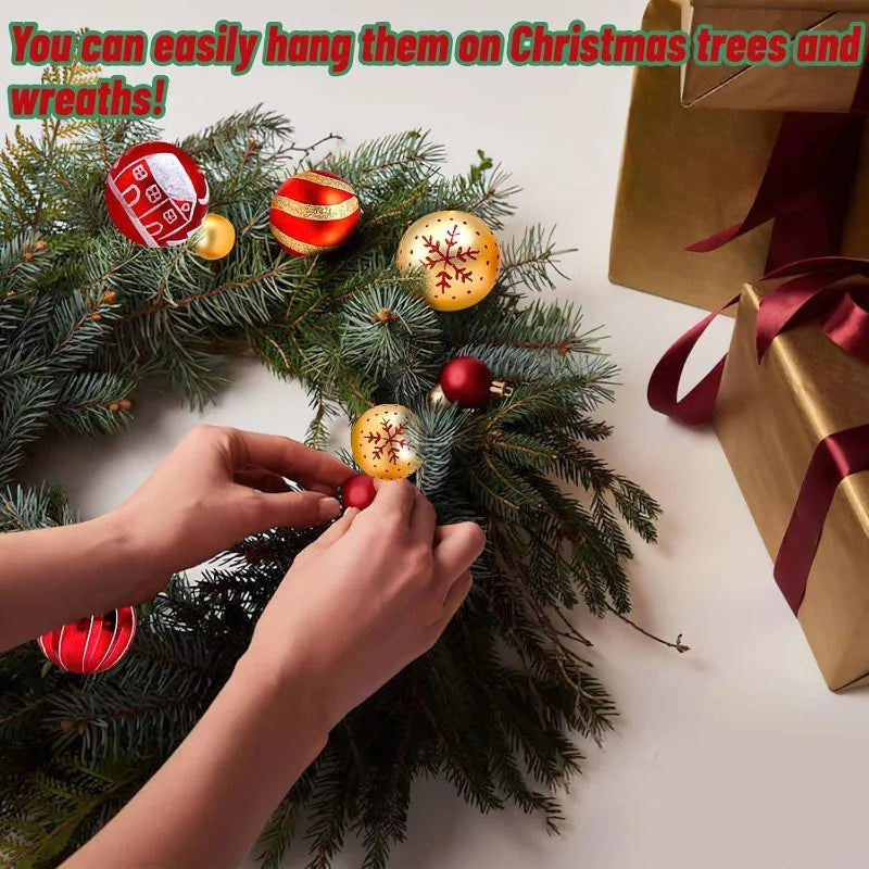 Christmas balls, 44 plastic Christmas tree balls, red and gold Christmas balls, matte and shiny Christmas tree balls,