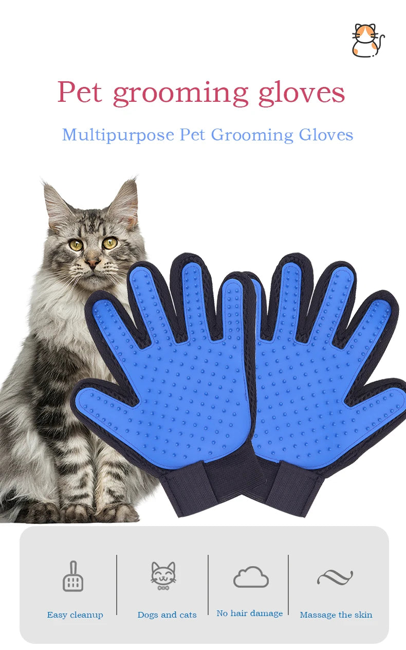 Pet Grooming Glove – Cat & Dog Deshedding Brush for Hair Removal, Bathing & Massage