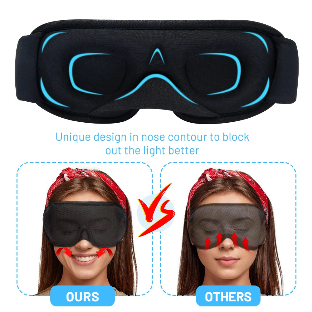 3D Sleep Mask – Light Blocking, Soft Breathable Eye Mask for Travel & Night Use - PULSE MART