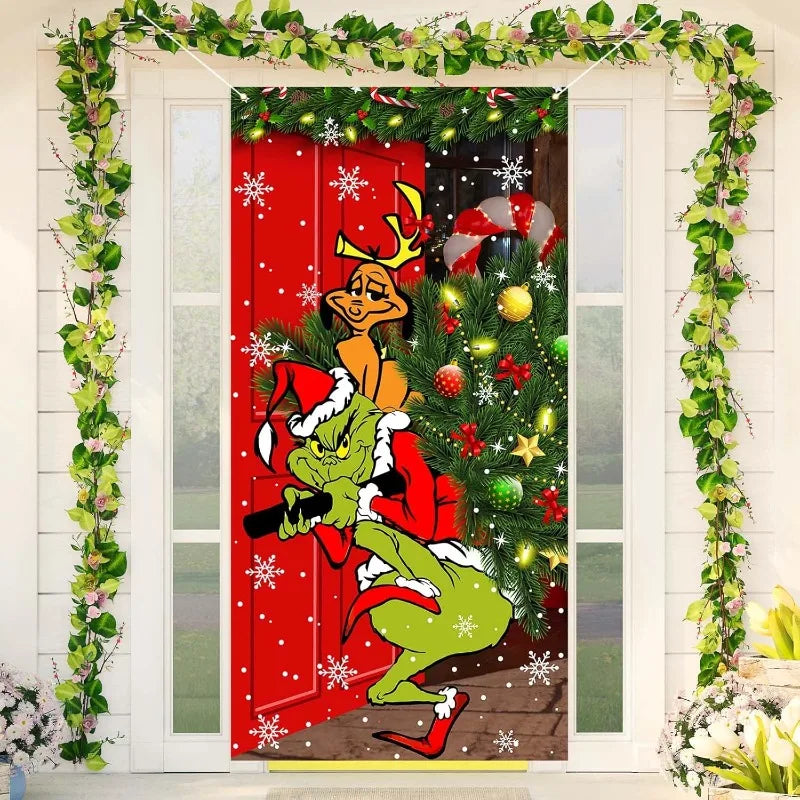 Green Christmas decorations door cover Christmas Christmas Christmas winter holiday home kitchen