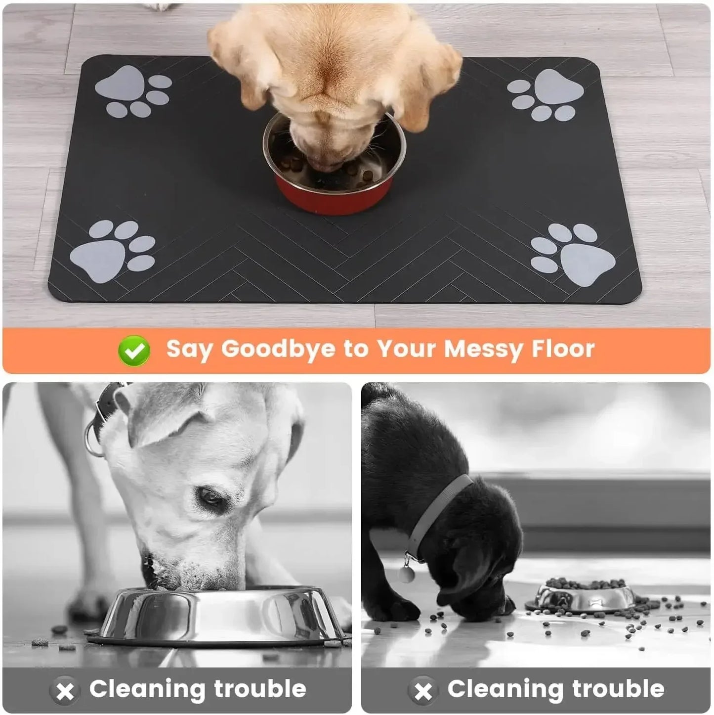 Waterproof Pet Feeding Mat, Absorbent Rubber-Backed Quick-Dry Placemat