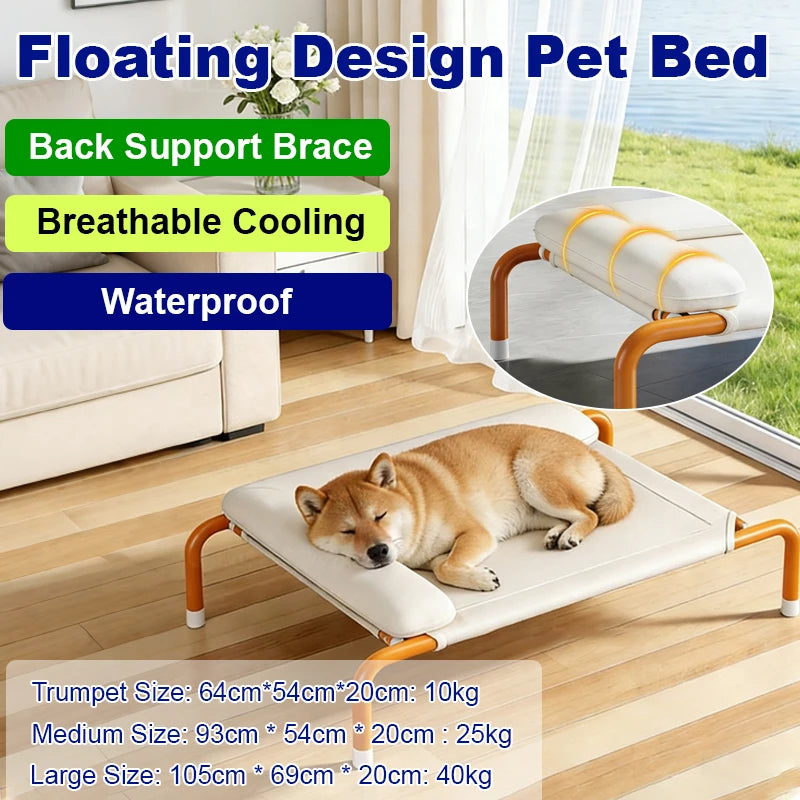 Elevated Mesh Dog Bed with Pillow, Raised Outdoor Patio Cot