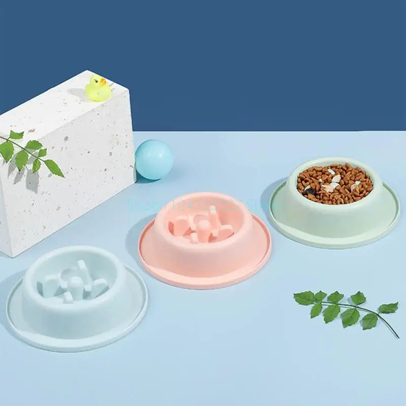 Bloat-Stop Slow Feeder Dog Bowl - Non-Slip Fun Round Eating Dish