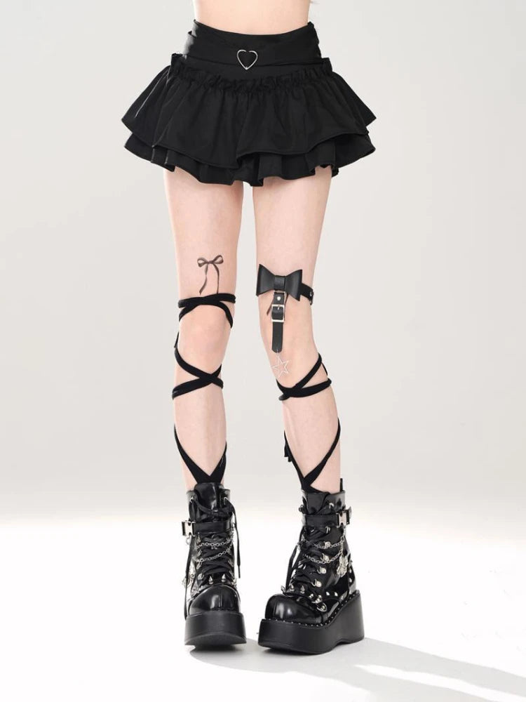 Women’s Ruffle A-Line Skirt – High Waist Korean Streetwear, Y2K Gothic Summer Style