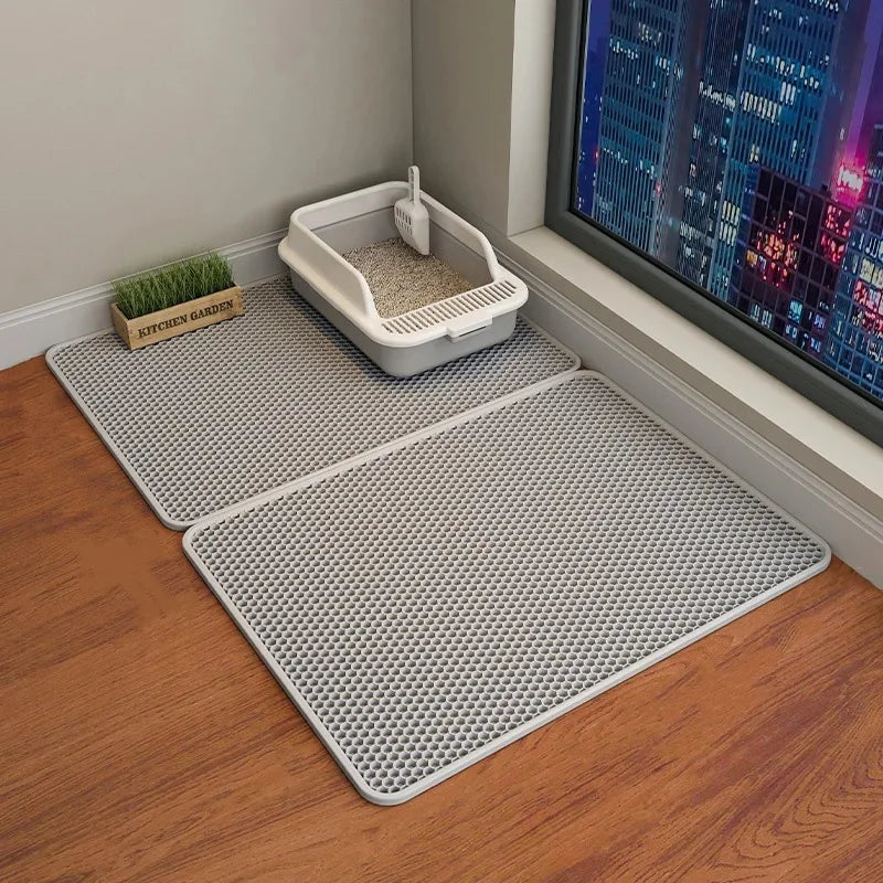 Waterproof Double-Layer Cat Litter Mat – Foldable Urine-Proof Litter Trapping Carpet for Cats