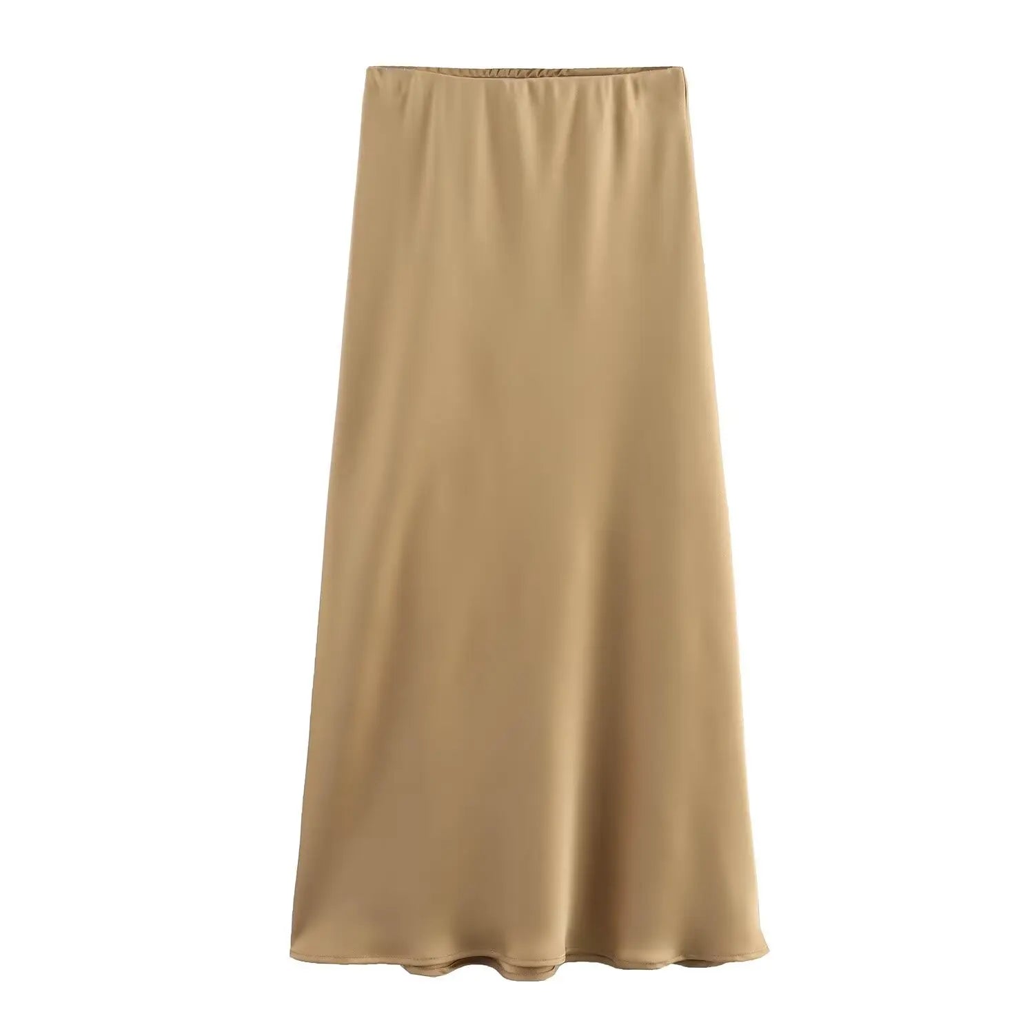 Women’s Satin Midi Skirt – High Waist Elegant Long Skirt for Summer