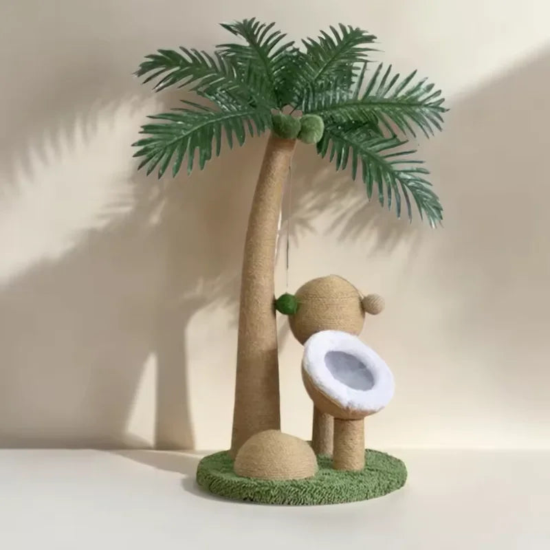 Coconut Tree Cat Scratching Post - Interactive Natural Sisal Rope Pole