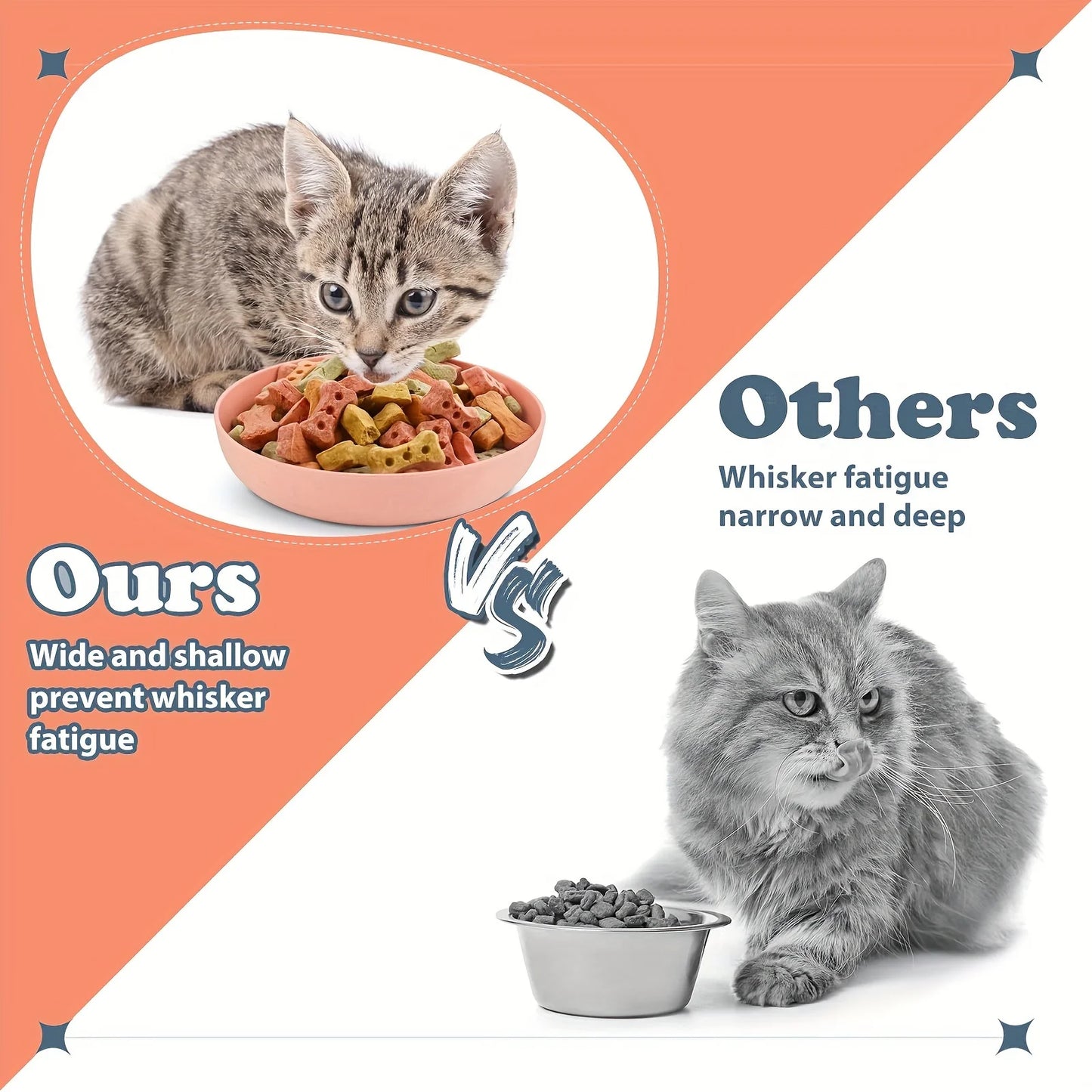 Pack of 4 Whisker-Friendly Cat Bowls – Shallow Non-Slip Feeding Dishes for Cats & Kittens